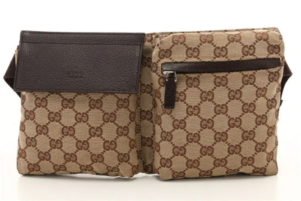Gucci Canvas Bag Waist Calfskin GG Bum Crossbody Black